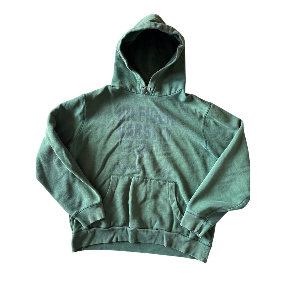 Vintage Y2K Tommy Hilfiger Faded Green Large Hoodie